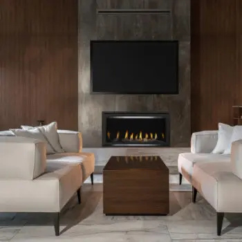 Modern living room fireplace setup