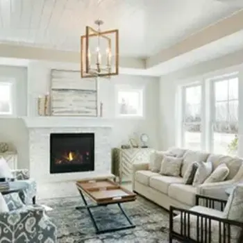 Modern living room with fireplace