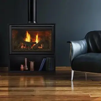 Modern living room fireplace setup