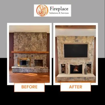 Fireplace renovation before and after