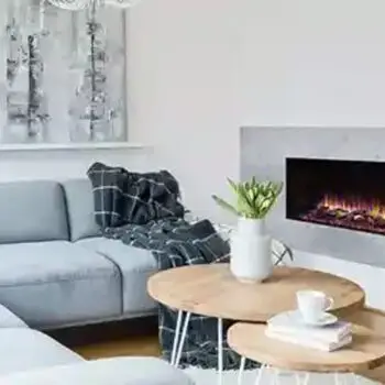 Modern living room fireplace interior