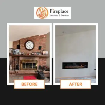 Before and after fireplace installation