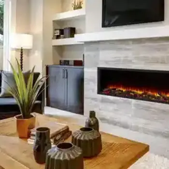 Modern living room with fireplace