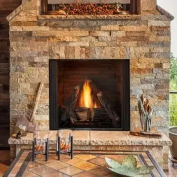 Cozy brick fireplace outdoor patio