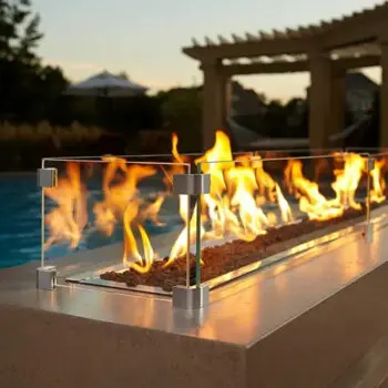 Modern rectangular outdoor fire pit