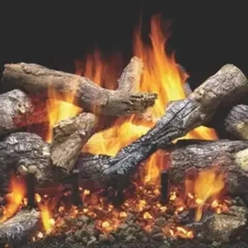 Logs burning with bright flames