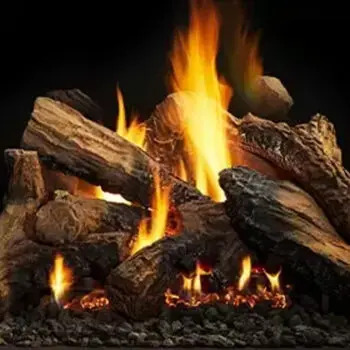 Logs burning with bright flames