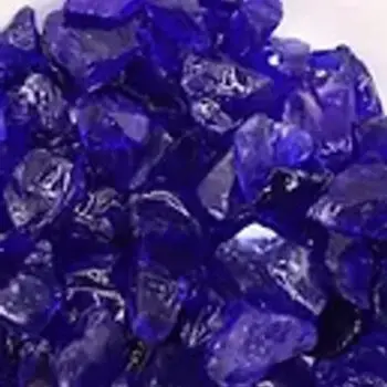 Blue glass rocks pile scattered