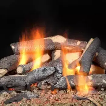 Burning logs with bright flames