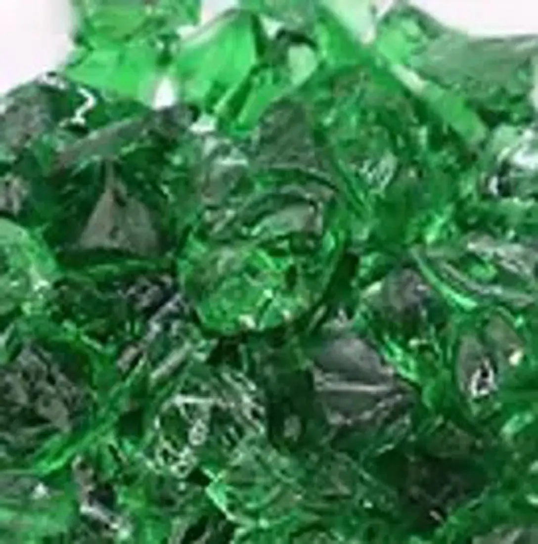 Green decorative glass fireplace rocks