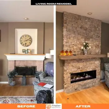Fireplace remodel before and after