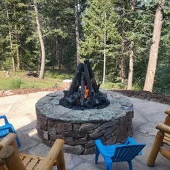 Outdoor stone fire pit area