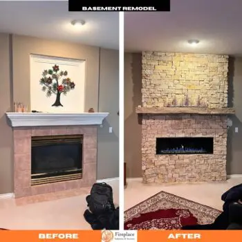 Fireplace before and after remodel