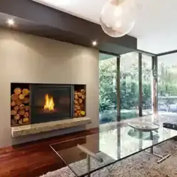 Modern living room with fireplace