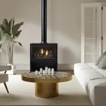 Modern living room with fireplace