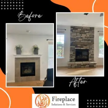 Fireplace before after remodel comparison