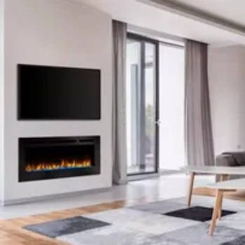 Modern living room with fireplace