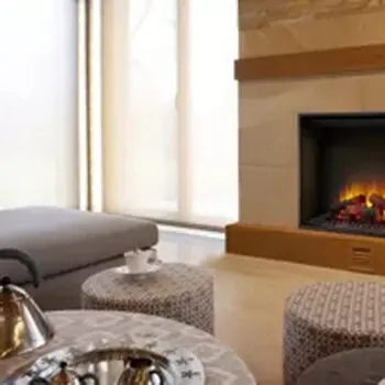 Modern living room with fireplace