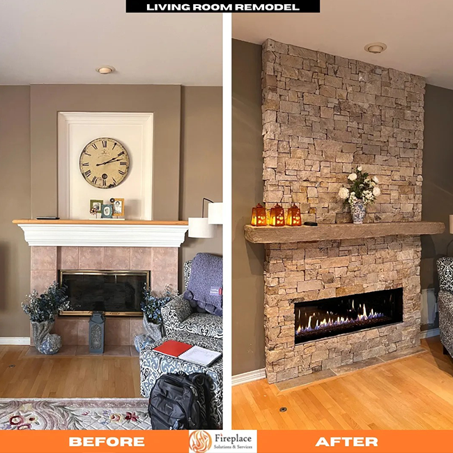 Fireplace before and after remodel