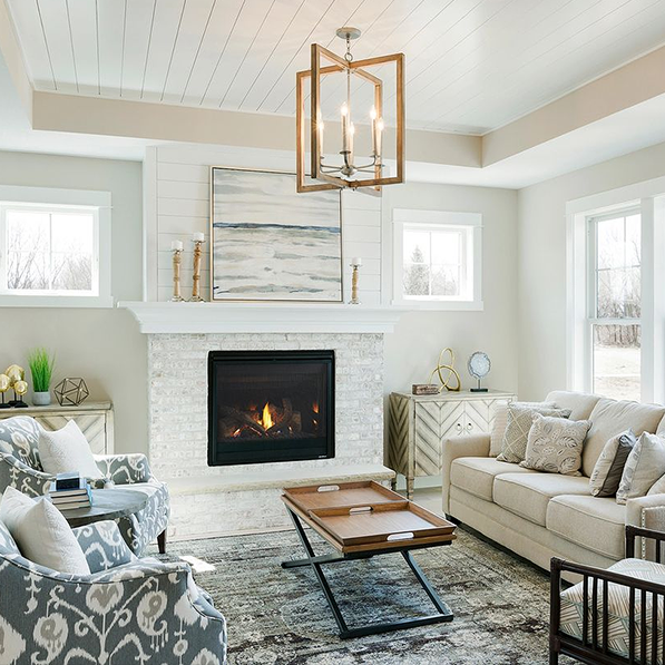 Living room with modern fireplace